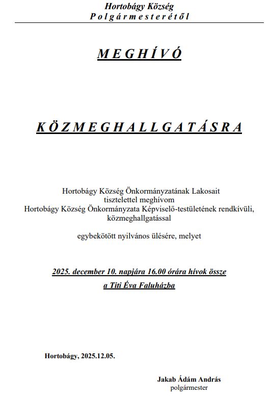 Meghívó közmeghallgatásra