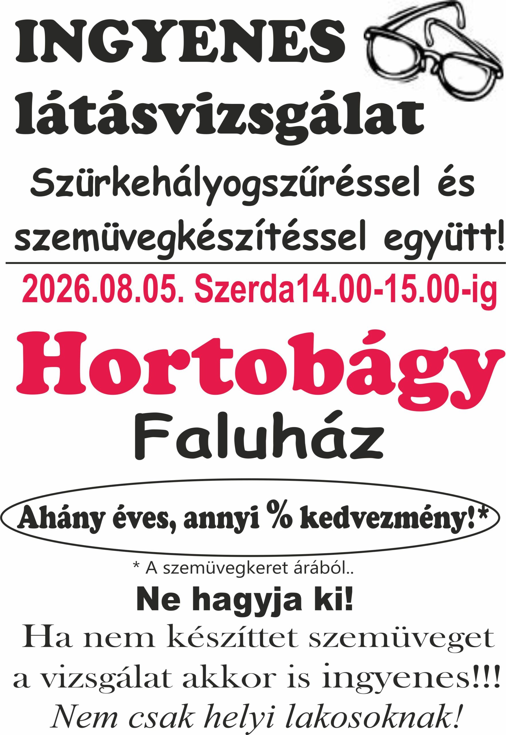 Ingyenes látásvizsgálat a Faluházban